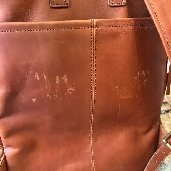 Azaria Luxe La Mère Backpack Grand Brown Leather Baby Diaper Bag - Picture 8 of 13